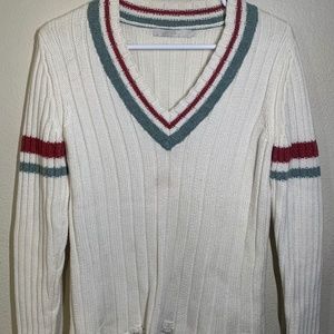 One Grey Day White Sweater V- Neck Size XS